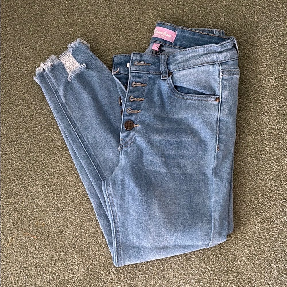BAMBOO Blue High Rise Slim Fit Jeans